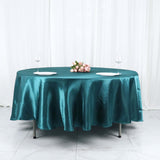 108" Peacock Teal Satin Round Tablecloth