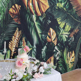 8ftx8ft Green/Gold Tropical Jungle Safari Leaf Print Vinyl Backdrop