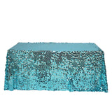 90x156 Turquoise Big Payette Sequin Rectangle Tablecloth Premium