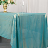 60x126inch Turquoise Shimmer Sequin Dots Polyester Tablecloth, Wrinkle Free Sparkle Glitter