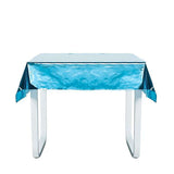 50 inch x 50 inch Turquoise Metallic Foil Square Tablecloth, Disposable Table Cover