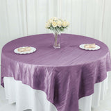 90x90inches Accordion Crinkle Taffeta Table Overlay - Violet Amethyst