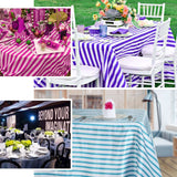 60"x102" White Fuchsia Stripe Satin Rectangle Tablecloth