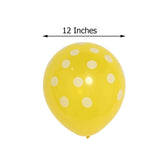 25 Pack | 12inch Yellow & White Fun Polka Dot Latex Party Balloons