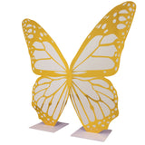 6.5ft White Gold Giant Butterfly Backdrop Party Prop with Wood Backing