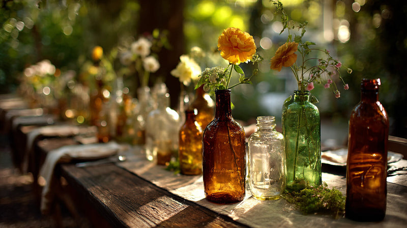 Vintage bottle floral arrangement