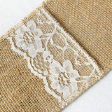 10 Pack | 4x8inch Natural Burlap/Lace Single Set Silverware Holder Pouch