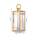 17inch Gold Vintage Top Stainless Steel Candle Lantern Centerpiece Outdoor Metal Patio Lantern