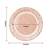 25 Pack Natural Burlap Print 9inch Round Disposable Party Plates With White Floral Lace Rim