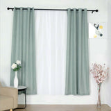 2 Pack | Handmade Dusty Blue Faux Linen Curtains 52x84inch Curtain Panels With Chrome Grommets