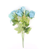 3 Pack | 13inch Dusty Blue Real Touch Silk Rose Bud Flower Bridal Bouquets