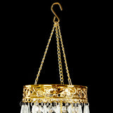 2ft Empire Style Beaded Crystal Chandelier with Gold Ornate Metal Frame, Adjustable Hanging