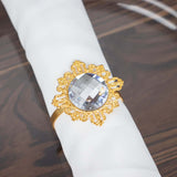 6 Pack | 2inch Gold Metal Clear Crystal Rhinestone Napkin Rings, Diamond Bling Napkin Holders