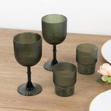 12 Pack Hunter Emerald Green Ribbed Reusable Plastic Wine Goblets