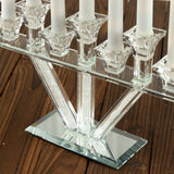 12inch Crystal Glass Candelabra With Crystal Filler 7-Branch Taper Candle Stick Holder Stand