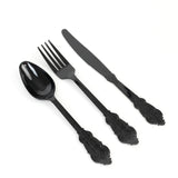 72 Pcs Plastic Silverware Set in Baroque Style Black