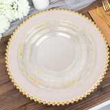 10 Pack | 7inch Gold Vintage Rim Clear Disposable Salad Plates With Embossed Scalloped Edges