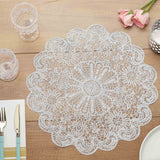 6 Pack White Vinyl Placemats, Vintage Floral Lace Non-Slip Dining Table Mats 15"