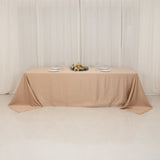 90x156inch Nude Seamless Lamour Satin Rectangle Tablecloth for 8 Foot Table