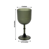 12 Pack Hunter Emerald Green Ribbed Reusable Plastic Wine Goblets