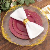 10 Pack | 10inch Burgundy With Gold Vintage Rim Disposable Dinner Plates With Embossed 