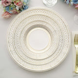 25 Pack | 10inch Gold And White Porcelain Style Vintage Disposable Plates