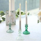 6 Pack Assorted Green Diamond Pattern Glass Pillar Votive Candle Stands