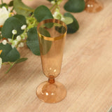 12 Pack Amber Gold Disposable Champagne Flutes with Gold Rim, 5oz Transparent Plastic Toasting 7inch