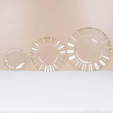 10 Pack | 11 Clear Disposable Dinner Plates With Gold Ruffled Rim, Round Plastic Party Plates