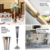 2 Pack 29" Gold Metal Trumpet Vases Set, Tall Floral Vase for Flower Arrangements & Centerpieces