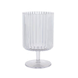 6 Pack Clear Reusable Plastic Wine Goblets with Vintage Ribbed Pattern, 12oz Short#whtbkgd