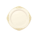 10 Pack | 8inch Round Plastic Dessert Salad Plates In Vintage Ivory