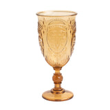 24-Pack Plastic Wine Glasses 10oz – Amber Gold Vintage Goblets with Retro Embossed Design#whtbkgd