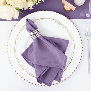 5 Pack Violet Amethyst Seamless Cloth Dinner Napkins, Wrinkle Resistant Linen 17"x17"