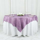 72inch x 72inch Violet Amethyst Accordion Crinkle Taffeta Table Overlay, Square Tablecloth Topper