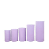 Set of 5 Lavender Cylinder Stretch Fitted Pedestal Pillar Prop Covers