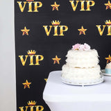 8ftx8ft VIP Red Carpet Event Gold Crown Star Hollywood Vinyl Photography Backdrop - Black/Gold