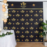 8ftx8ft VIP Red Carpet Event Gold Crown Star Hollywood Vinyl Photography Backdrop - Black/Gold