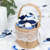 400 Pack | Matte Dusty Blue Mix Life-Like Flower Petals, Silk Rose Petal Round Table Confetti