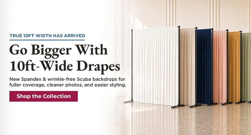 Transform your events with our new 10ft-wide drapes—crafted from premium spandex and wrinkle-free...