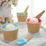 Set of 6 | Reusable Ice Cream Cone Bowls And Spoons, Dessert Cups Waffle Design Spoons