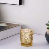 6 Pack | Gold Mercury Glass Primrose Candle Holders, Votive Tealight Holders