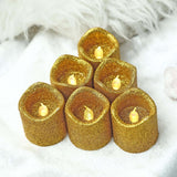 12 Pack | Glitter Flameless Candles LED | Votive Candles - Gold | Tablecloths Factory