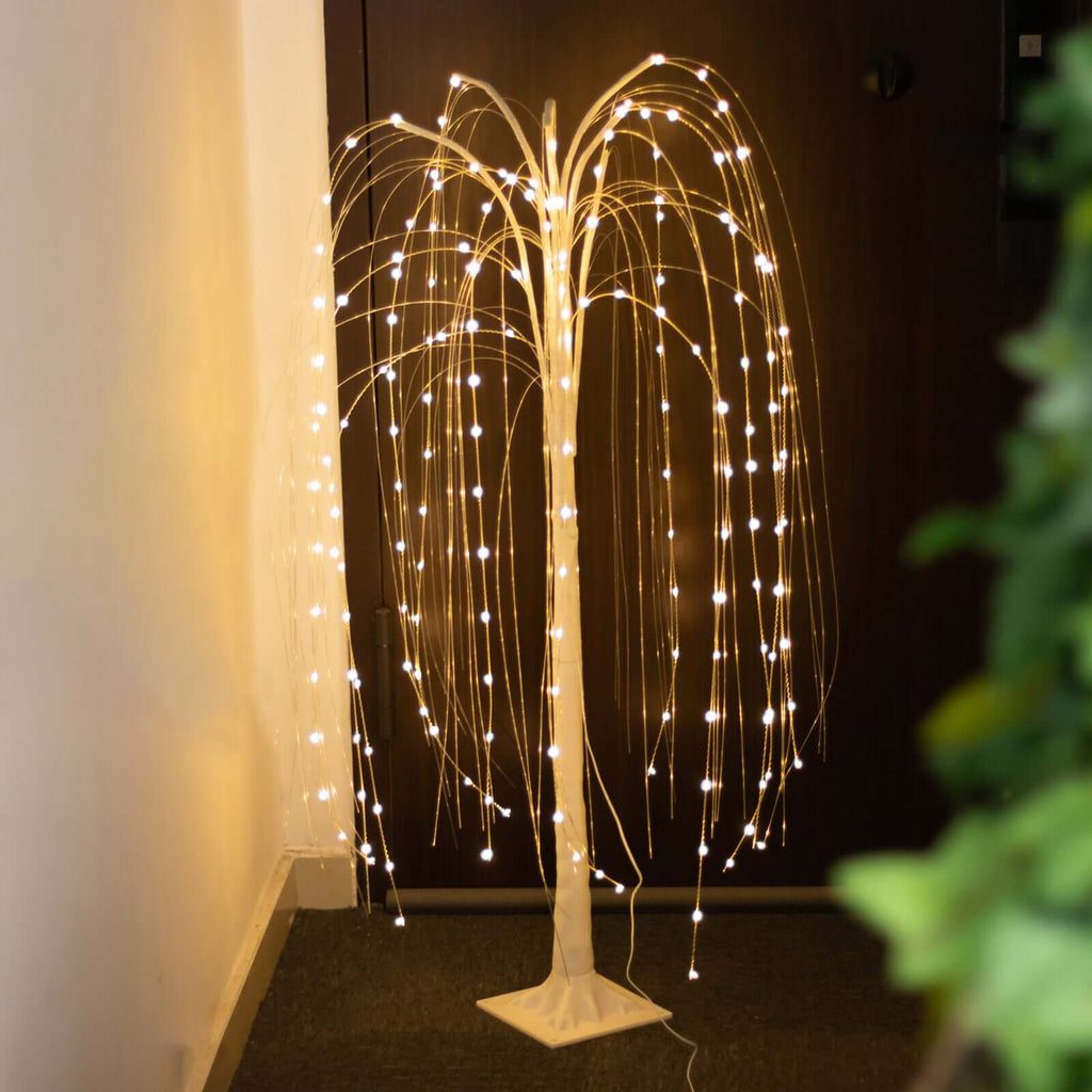 4ft Warm White 180 LED Artificial Weeping Willow Tree With Plugin