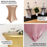 32inch Dia Premium Metallic Blush Spandex Highboy Cocktail Table Cover