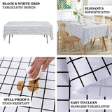 5 Pack Black White Grid Rectangle Plastic Table Covers Checkered PVC Waterproof