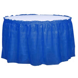 5 Pack Plastic Table Skirts Royal Blue Ruffled - Durable Disposable Skirts for Events 14ft