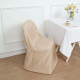 Nude Polyester Folding Chair Cover, Reusable Stain Resistant Slip On Chair Cover