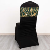 5 Pack Hunter Emerald Green Gold Wave Chair Sash Bands With Embroidered Sequins