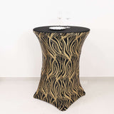 Black Gold Wave Embroidered Sequin Cocktail Spandex Table Cover